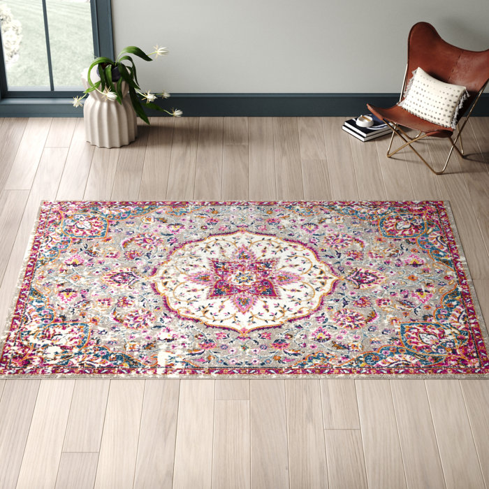 Langley Street Eilidh Power Loom Grey/Pink Area Rug & Reviews Wayfair
